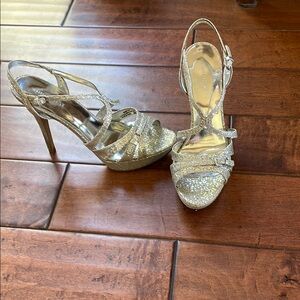 Elegant Silver Strappy Heels